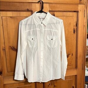 Chico's Creamy White Button-Up Blouse with Tab Sleeves